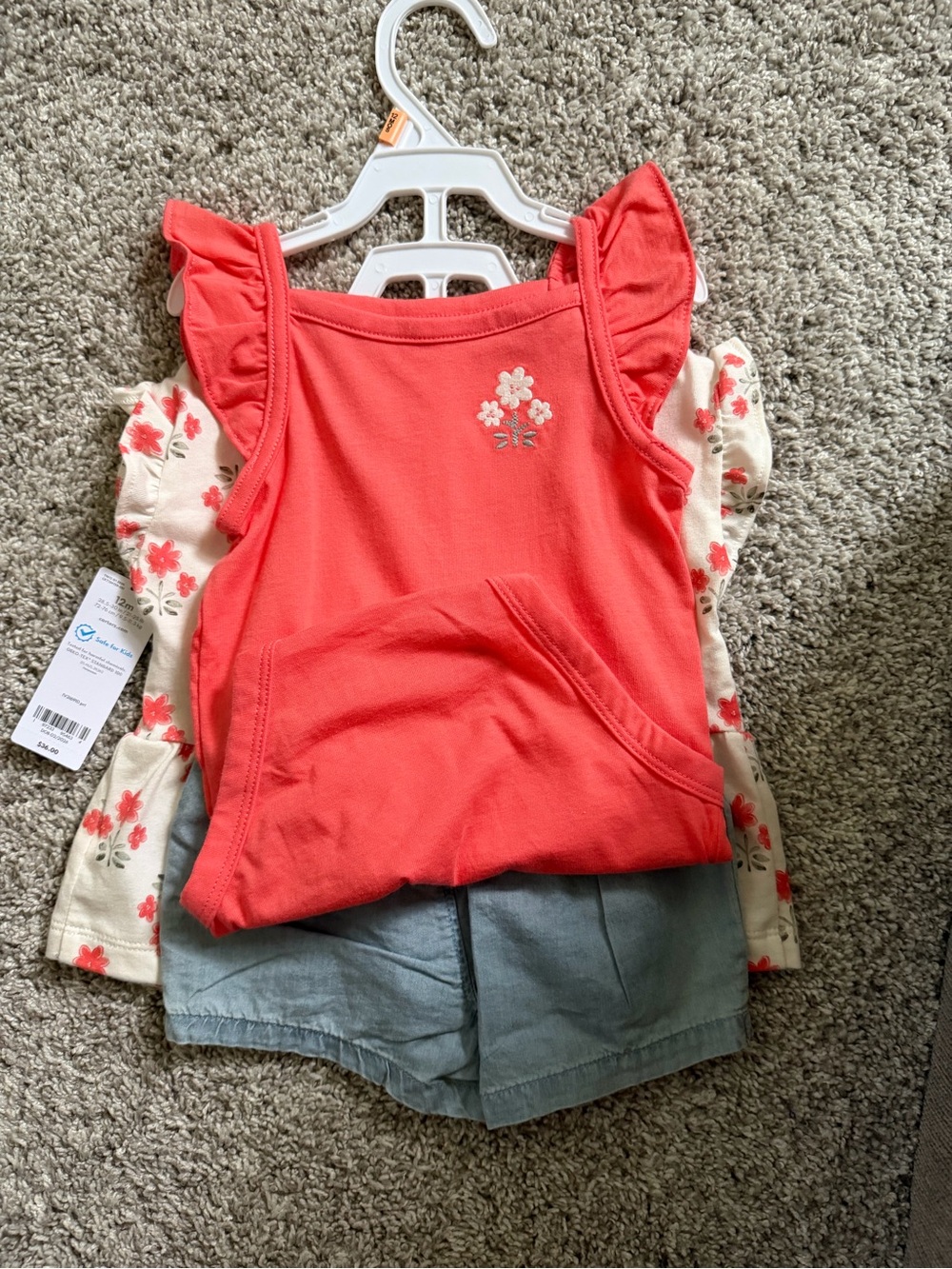 Coral Floral Ruffle Tank Top for Kids